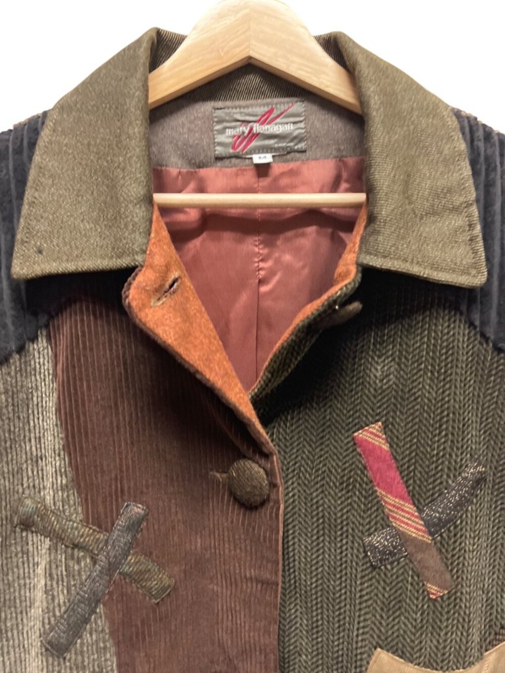 Mary Flanagan Vintage 80's Tweed and Corduroy Patchwork Jacket - Picture 3 of 8